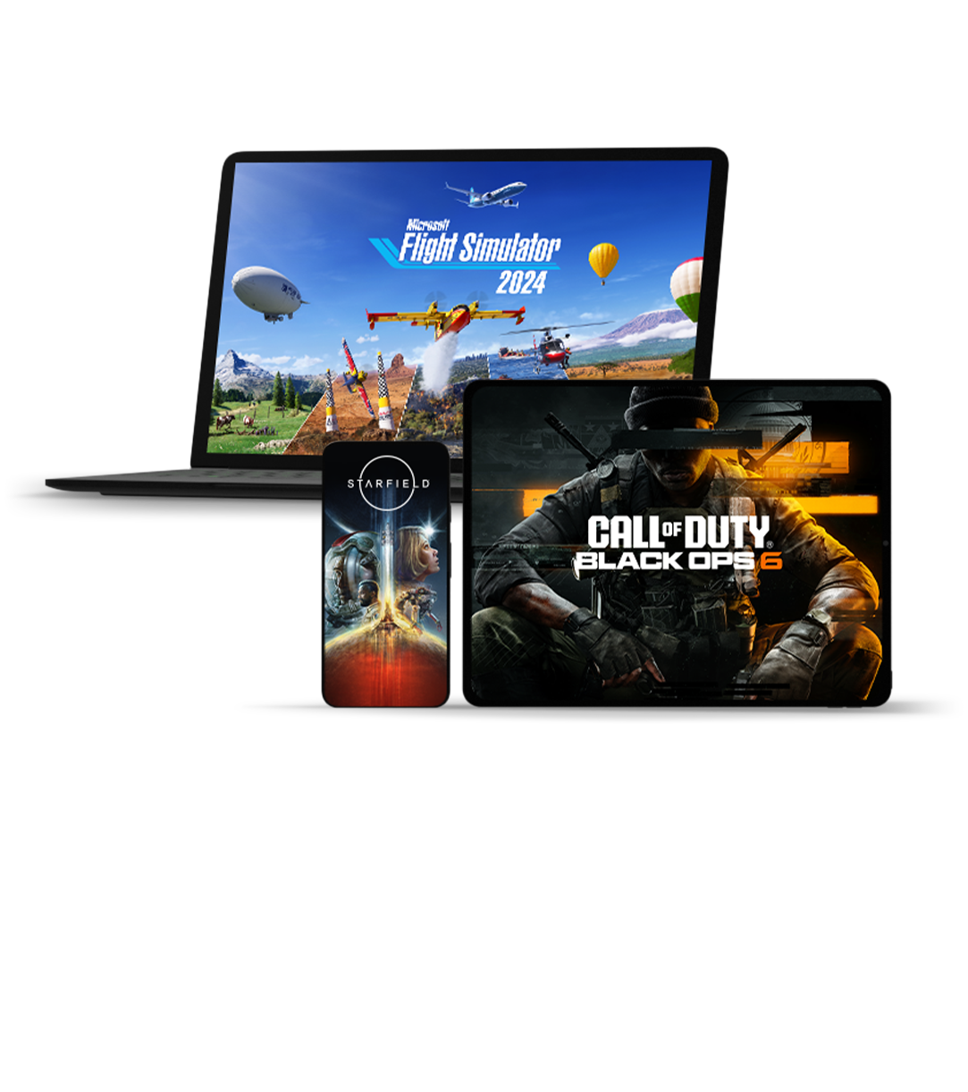 front view of three different monitor screens displaying xbox games